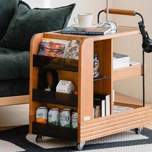 Chariot à collations Oowoo en bois, étagère de rangement mobile avec roulettes pour salon, chambre, table d'appoint, organisation - Product Image 4