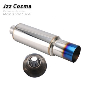 Accesorios para Automóviles, Silenciador de Escape Universal de Acero Inoxidable <span class=keywords><strong>Cromado</strong></span> Plateado con Salida Azul Quemada, Silenciador de Alto Rendimiento - Product Image 1