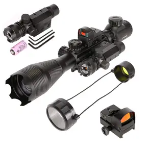 工厂三合一瞄准镜组合4-16X50EG瞄准镜，带红色涂层反射迷你瞄准镜和绿色激光