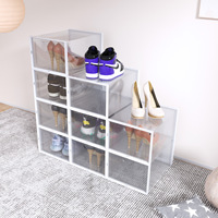 Grande boîte de rangement à chaussures pliable en plastique transparent à double cadre, anti-poussière, étanche, en PP, design minimaliste et moderne pour