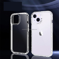 3 en 1 personnalisé Floral acrylique TPU clair liquide Style cadre couverture arrière étuis de téléphone portable ensemble pour iphone 15 14 13 pro max