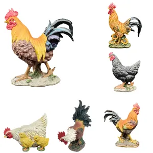 Wholesale Rooster Decor Garden Statue Metal Chicken Yard Art Sculpture Outdoor Figurines