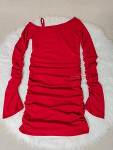 Abito Sexy Sexy da ragazza <span class=keywords><strong>rosso</strong></span> a <span class=keywords><strong>maniche</strong></span> <span class=keywords><strong>lunghe</strong></span> da donna autunno e inverno nuovi abiti da donna Slim-fit - Product Image 6