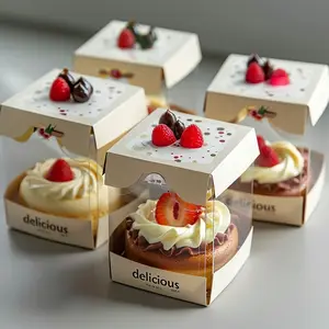 2024 custom cardboard Cake Box mini birthday gift pastry box custom bento cake packaging box with window