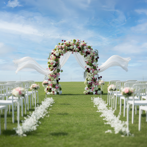 Arco di Fiori Artificiali in Seta Decorato con Ortensie <span class=keywords><strong>e</strong></span> Rose <span class=keywords><strong>Rosa</strong></span> <span class=keywords><strong>e</strong></span> Bianche, Perfetto per Matrimoni <span class=keywords><strong>e</strong></span> Celebrazioni di Compleanno - Product Image 1