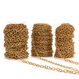 Chaîne à maillons ovales torsadés |   Chaîne en acier inoxydable plaqué or 18K PVD texturée pour la fabrication de bijoux DIY - Product Image 4