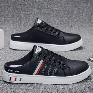 Zapatillas Mule Blancas Sin Cordones para Hombre, Parte Superior de PU Transpirable, Suela Gruesa Antideslizante, Zapatos Casuales para Caminar, Moda Urbana - Product Image 4