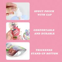 Conception personnalisée Pochette d'emballage de liquide en plastique pour boissons debout avec bec verseur Sac pochette à bec verseur pour jus d'aliment pour bébé