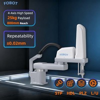 Robot SCARA 4 axes FOBOT avec moteur PLC, charge utile 10-25 kg, puissance 3,0 kVA 220 V, pour manutention, tri, étiquetage, assemblage, distribution, garantie 1 an