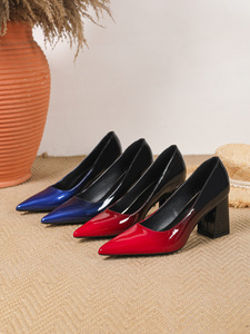 <span class=keywords><strong>Scarpe</strong></span> Eleganti da Donna con <span class=keywords><strong>Tacco</strong></span> Largo e Punta Affusolata, Slingback Lucido Sfumato <span class=keywords><strong>Bordeaux</strong></span> Blu, per Feste Serale e Ufficio - Product Image 6