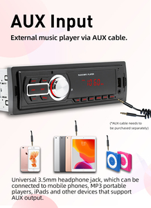 Henmall 12V 1din tableau de bord stéréo USB AUX-in TF carte lecture de musique charge rapide Radio FM récepteur affichage de l'heure amplificateur mains - Product Image 2