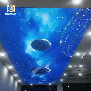 Système de plafond intérieur rectangulaire en PVC et aluminium, <span class=keywords><strong>film</strong></span> souple effet ciel nuage, membrane extensible transparente ignifuge pour caisson lumineux de centre commercial - Product Image 3