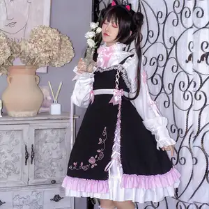 Vestido Lolita para meninas e mulheres, vestido bordado LO TUTU para amantes de rosas, tamanho grande com folga JSK, cosplay para patinadores