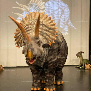 Costume de dinosaure <span class=keywords><strong>Triceratops</strong></span> grandeur nature personnalisé, <span class=keywords><strong>Jurassic</strong></span> <span class=keywords><strong>World</strong></span>, avec rugissement, structure métallique, peau en silicone, pour parc d'attractions et d'aventure - Product Image 5