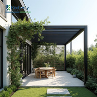 Gazebo extérieur en aluminium avec pare-soleil électrique Pavillon solaire de toit étanche bio-climatique pour l'arrière-cour