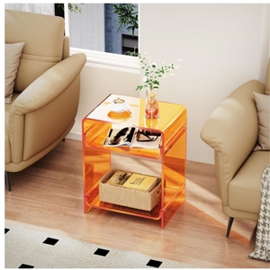 Wholesales Customized Acrylic End <strong>Table</strong> <strong>Record</strong> <strong>Player</strong> <strong>Table</strong> with Storage Shelf Clear Side <strong>Table</strong> Nightstand - Product Image 3