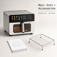 Oven Penggorengan Udara Digital 8L 2100W Pemanas Atas Bawah Kontrol Sentuh Timer 24 Jam Pintu Kaca Ganda Stainless Steel