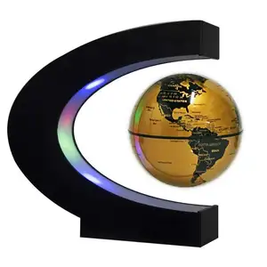 3inch Floating Globe with LED Lights C Shape Magnetic Levitation Floating Globe World Map for Desk Decoration travel gift