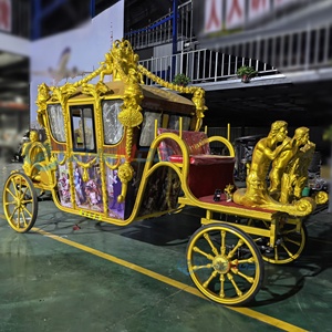 Chariot de mariage électrique à chevaux couleur or, sculpture royale, chariot à chevaux en promotion, chariots électriques royaux - Product Image 5