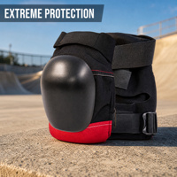 Genouillères de skate à coque rigide, protections résistantes aux chocs pour le skateboard urbain et le bowl riding, équipement de skate noir