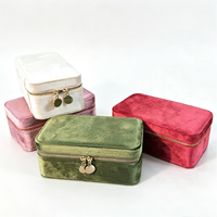 Boîte à bijoux de luxe en velours personnalisée, légère, avec fermeture éclair, étui de rangement souple portable, plateau de présentation pour bagues et colliers, idéal pour les voyages