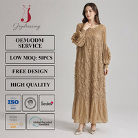Joydressing 2026 Nouvelle Robe Longue Texturée Marron pour Femme, Manches Lanterne à Volants 3D, Élégante, Modeste et Fluide – Fabricant
