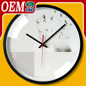 นาฬิกาควอทซ์พลาสติกออกแบบที่ทันสมัยแบบกําหนดเองสําหรับผนังร่วมสมัยตัวโลหะหน้าเดียวสําหรับตกแต่งบ้านสํานักงานพร้อมกล่องบรรจุ - Product Image 1