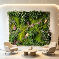 Mur végétal artificiel sur mesure, mélange de plantes et de mousse de poteau stabilisée pour la décoration murale de la maison, du bureau et de l'hôtel
