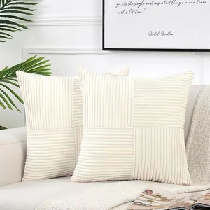 Áo gối nhung gân có họa tiết chắp vá, trang trí nhà phong cách nông trại, vỏ gối trang trí phong cách boho cho ghế sofa, giường, phòng khách - Product Image 4