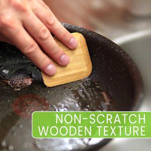 Lot de 4 grattoirs à casseroles en bambou anti-rayures, ensemble de grattoirs de nettoyage pour ustensiles de cuisine, outil de cuisine sans danger pour les aliments, pour casseroles, poêles, plats et ustensiles de cuisson - Product Image 3