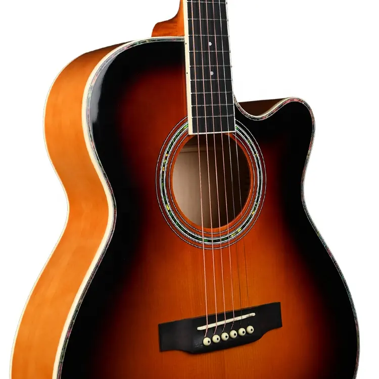 200 Stück Sunburst 40 Zoll Akustik gitarre Cedar Basswood Model CutAway Body