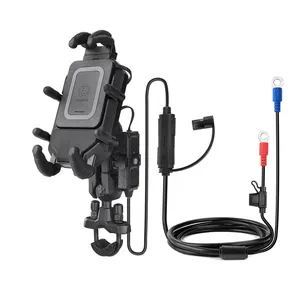 Osopro suporte para celular com carregador sem fio para motocicleta, parafuso em U, suporte para celular para motorizador