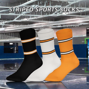 Wholesale Striped Terry Knitted Autumn Breathable Quick Dry Badminton Athletic <b>Socks</b> Women <b>Men</b> Tennis Volleyball Basketball - Product Image 2