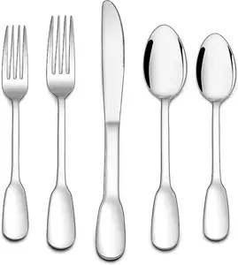 Modern hotel cutlery inox spoon fork knife stainless steel flatware set 20 machine washable