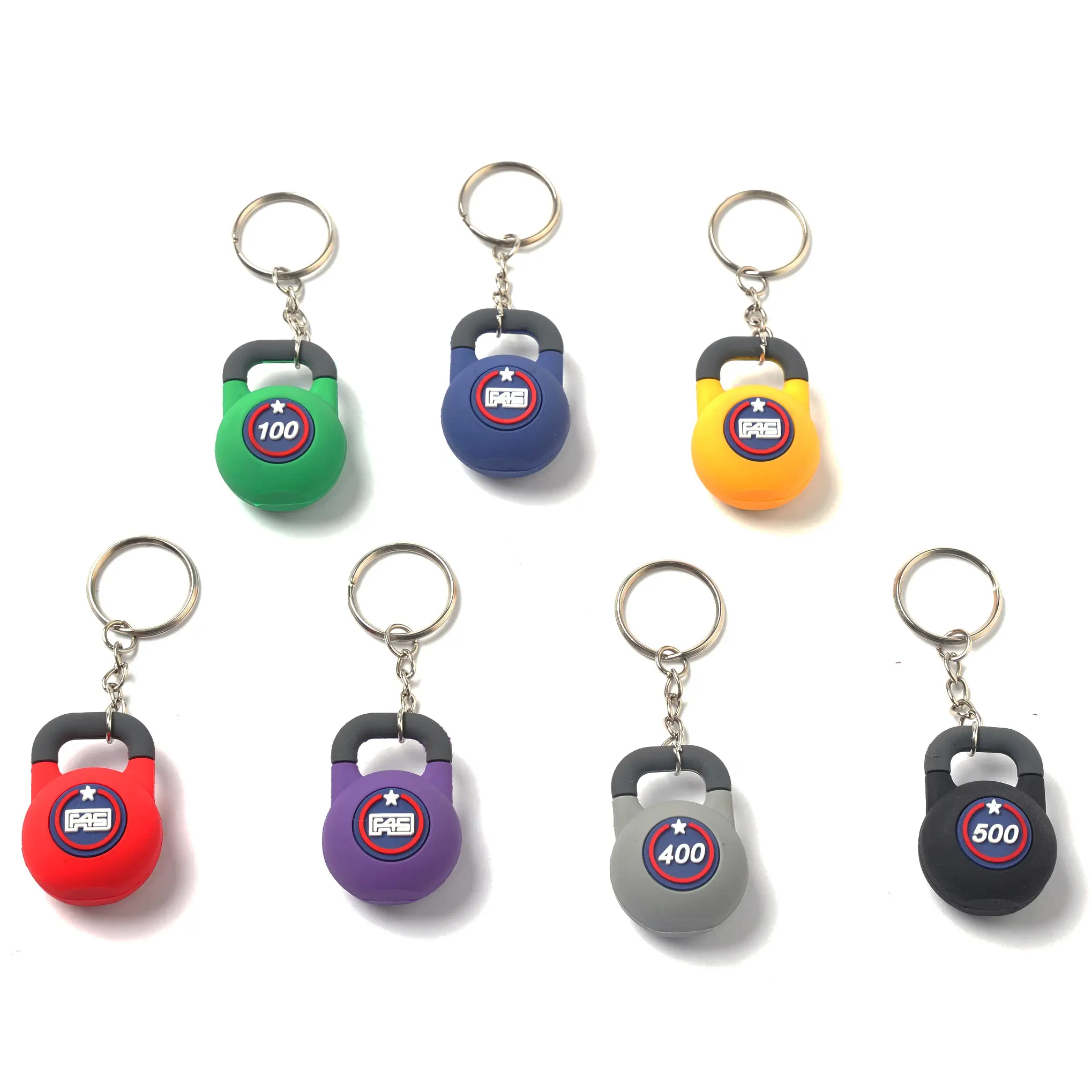 Ready to Ship Gym Sports Equipment Keychain 3D Mini Fitness Rubber Key Chain Ketlletbell Keychains