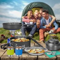 15pcs de Camping Ustensiles En Acier Inoxydable pour le Camping Randonnée Cuisine En Plein Air et Pique-Nique