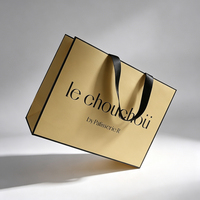 Sac de shopping en papier de luxe, recyclable, écologique, avec poignée en ruban de longueur épaule, logo personnalisé imprimé