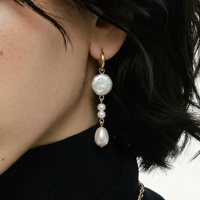 Boucles d'oreilles pendantes plaquées or avec perles en forme d'arche, bijoux élégants et tendance pour femmes, vente en gros