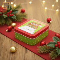 Boîte en fer blanc carrée personnalisée avec logo imprimé, recyclable, pour l'emballage alimentaire de snacks, biscuits, bonbons, gâteaux, occasions de Noël