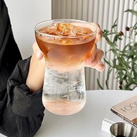 Vaso Transparente de Vidrio de Borosilicato de Alta Calidad Estilo INS de 400 ml para Fiestas, Café Helado, Desayuno, Leche