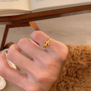 Antique gold iris <b>ring</b>, pinky <b>ring</b>, vintage court style, niche index finger <b>ring</b>, elegant and sophisticated, stackable <b>rings</b>. - Product Image 4