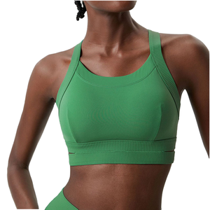 Débardeur de yoga contrasté pour femme avec soutien-gorge de sport push-up, bretelles convertibles, extensible, respirant, antichoc, pour le fitness - Product Image 1