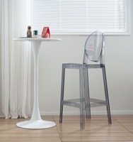 Vente en gros Banquet Hôtel Mariage Dossier carré Tabouret haut en acrylique noir Chaise de bar