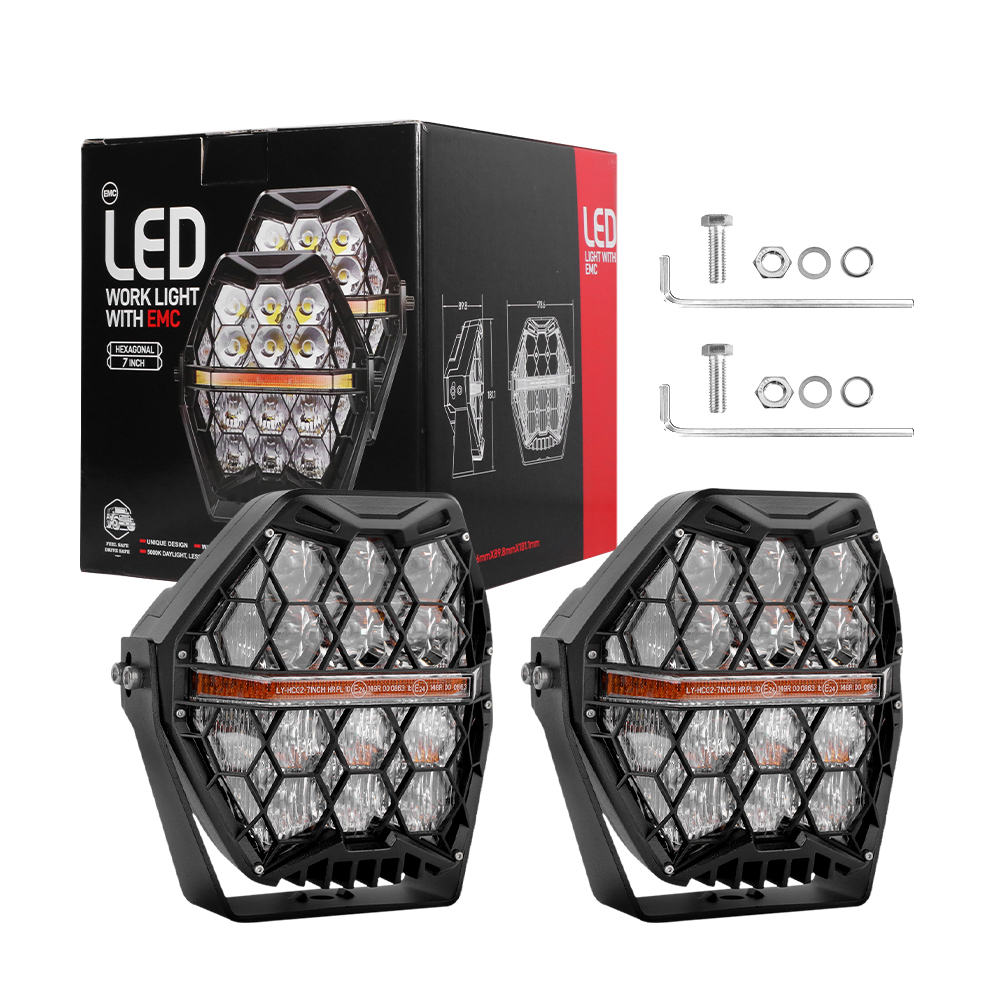 Emark Approved 120W Honeycomb LED DRL Work Lamp 7 Inch High Low
