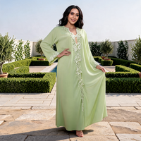 Nouvelle Collection Printemps 2026 : Robe Abaya Kaftan Élégante Turque à Volants, Manches Longues, Cardigan Maxi en Polyester à Séchage Rapide pour Femme