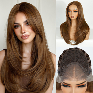 Nhà Cung Cấp Tổng Hợp Tóc Ren Phía Trước Tóc Giả Chịu Nhiệt Sợi Tổng Hợp Mỗi Ngắt HD Thụy Sĩ Ren Phía Trước Glueless Do Thái Tóc Tóc Giả - Product Image 1