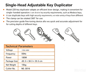 Máquina Duplicadora de Llaves Multifuncional Wenxing W220 110/240V, Máquina Horizontal para Copiar Llaves, Herramientas para Copiar 220 Llaves - Product Image 5