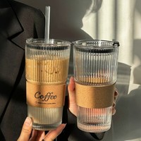 Ensemble de 4 verres transparents Henrrida de 20 oz avec couvercles et pailles pour café glacé, cocktails, matcha et smoothies