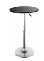 Table haute ronde moderne de 60 cm pour hôtel, en MDF, avec pieds et base en métal argenté réglables en hauteur