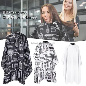 Wholesale Black White Waterproof Salon Hair Dressing Barber Gown Polyester Custom Logo Haircut Hairdresser Cape With Metal Hook